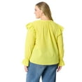 thumbnail image 3 of Jessica Simpson Women's and Women's Plus Arista Ruffle Long Sleeve Shirt, Sizes XS-5X, 3 of 5