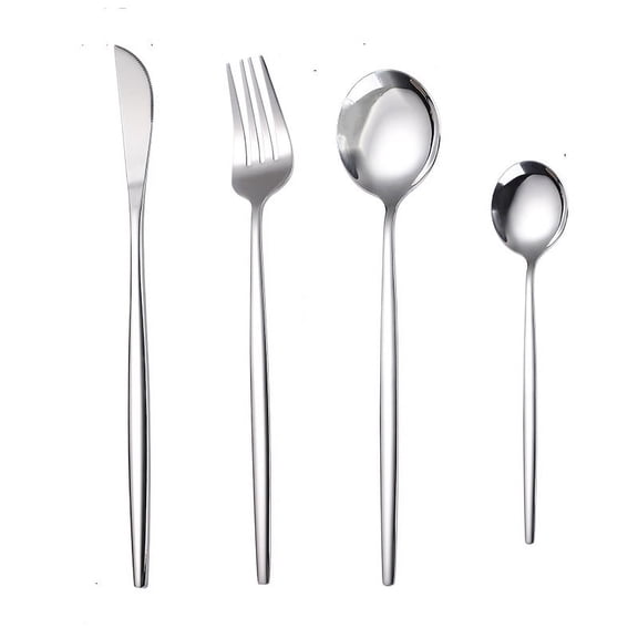 Zhuge Silverware Set, 16pcs Stainless Steel Knives Spoon Forks Set for Home, Kitchen and Restaurant, Mirror Polished Dishwasher Safe (Silvery)