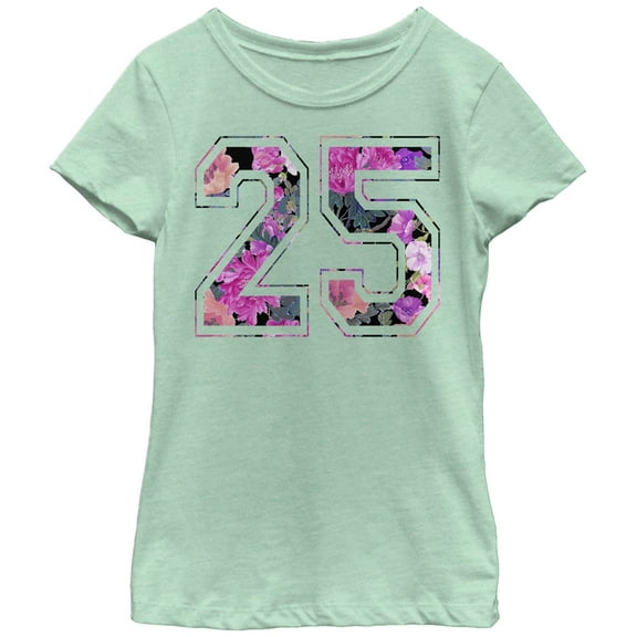 Girl's Lost Gods Floral Print 25  Graphic Tee Mint Large