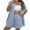 Light Blue, variant on HongQid Women's Plus Size 2 Piece Outfits Cotton Linen Shirt and Drawstring Shorts Set Summer Tracksuits