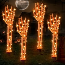 Halloween Decorations, 4 Pack Realistic Scary Skeleton Arms, Halloween Pathway Lights Halloween Indoor Outdoor Yard Garden Decor