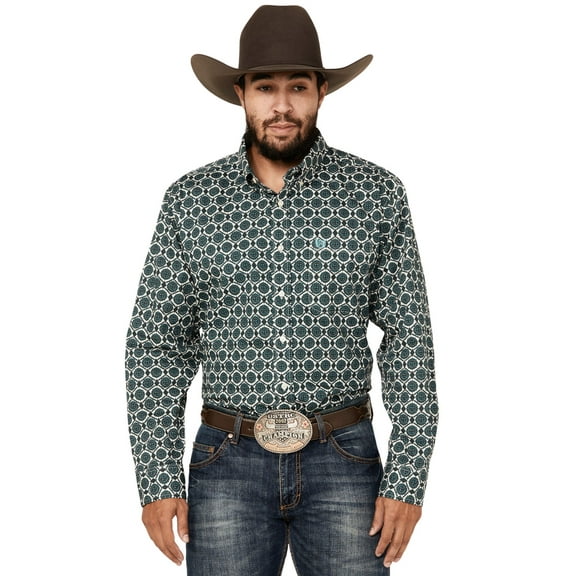 Panhandle Men's Select Medallion Long Sleeve Button-Down Western Shirt - PMN2S02618 Medium