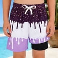 thumbnail image 1 of Tween Boys' Swim Trunks With Ice Print Comfortable Elastic Waist Quick Dry Boxer Bathing Suit 10-11 Years, 1 of 4