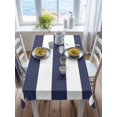 thumbnail image 3 of Blue Stripes Rectangle Tablecloth, Simple Blue White Texture Waterproof & StainResistant Tablecloth, Washable Oil-proof Table Cover for Dining/Party/Wedding/Camping/Buffet 52x70 In, 3 of 9