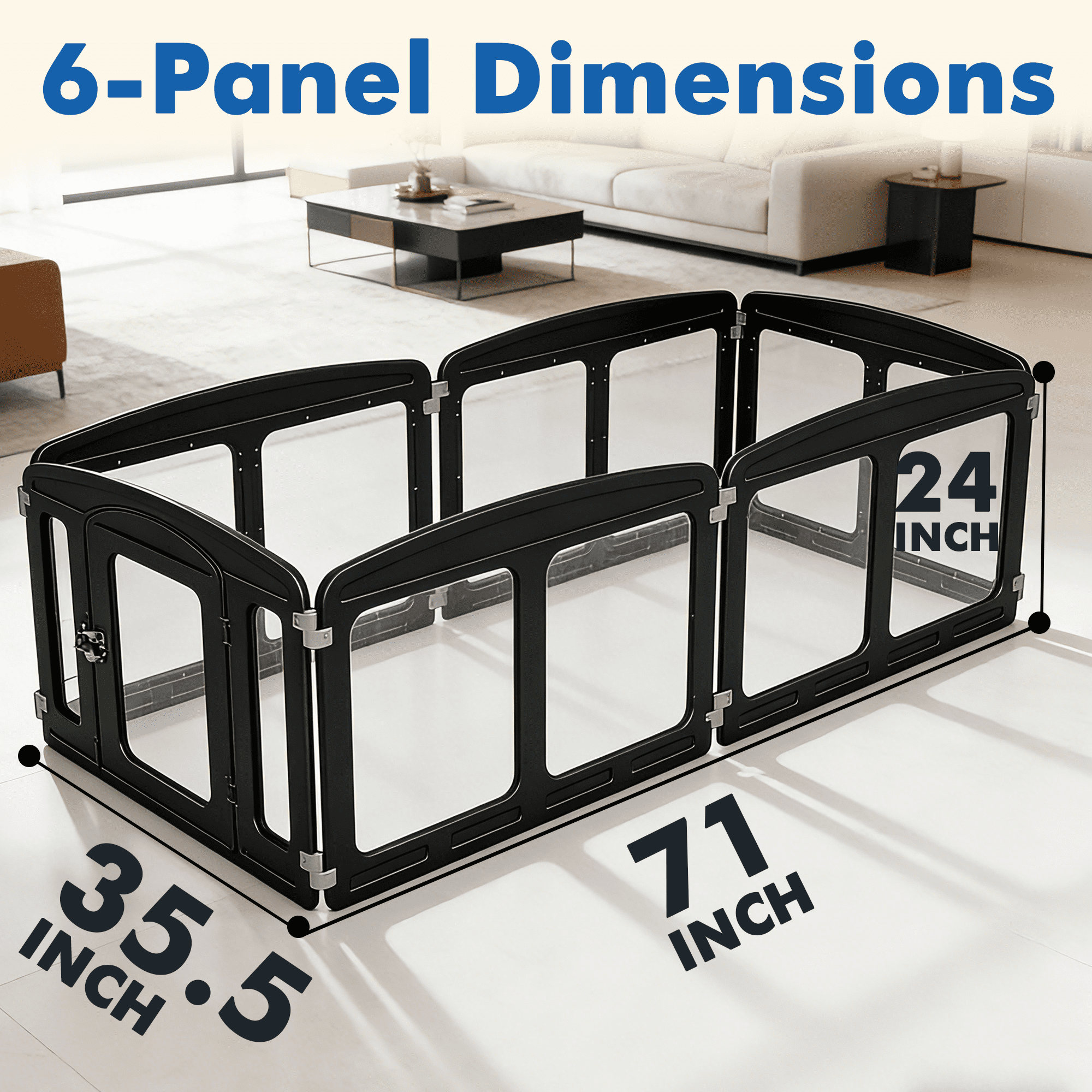 Clear Dog Playpen Expansion Kit - Height 24 Inch, 2 Panels, Black