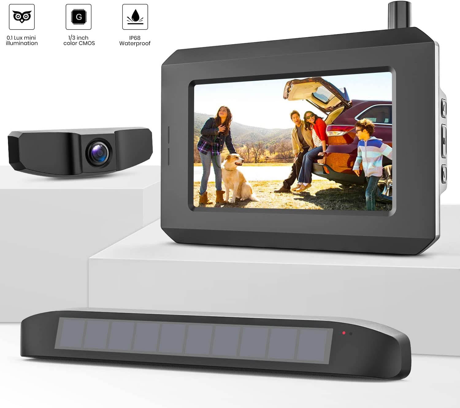 Solar Wireless Backup Camera for Trucks,3 Mins DIY Installation with