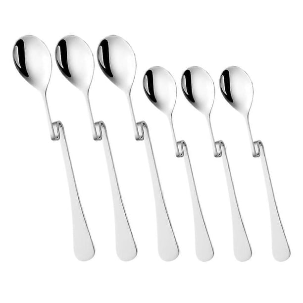 Silver Stainless Steel Coffee Spoon for Stirring 6Pcs S Shaped Hanging Spoons