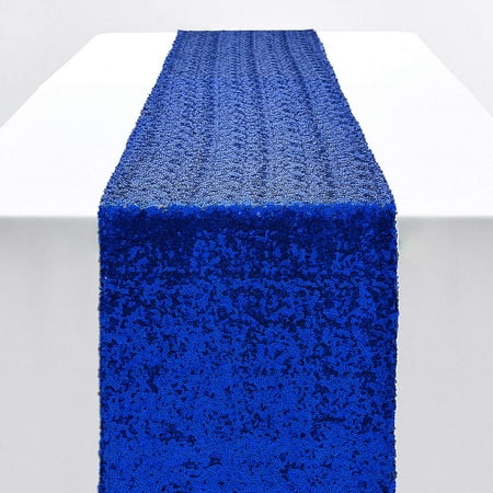 

12 x 72 inches Royal Blue Sequin Table Runner Glitter Table Runner for Birthday Party Supplies Decorations Wedding Bachelorette Holiday Celebration Bridal Shower Baby Shower (1 Pack)