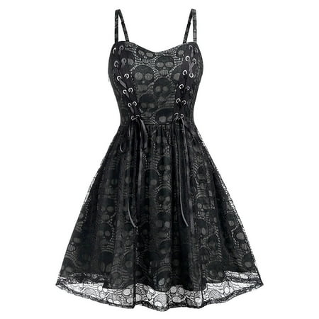 

festival Costumes For Women Steampunk Costume Women Scrub Top Black Maskarade Dress Women s Plus Size Lace Mesh Patchwork Sleeveless Camisole Mini Dress Sling Dress Formal Slit (XXL Gray) TBKOMH