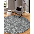 thumbnail image 7 of Unique Loom Matrix Trellis Collection Area Rug - Geometric (8' Round Gray/Ivory), 7 of 7