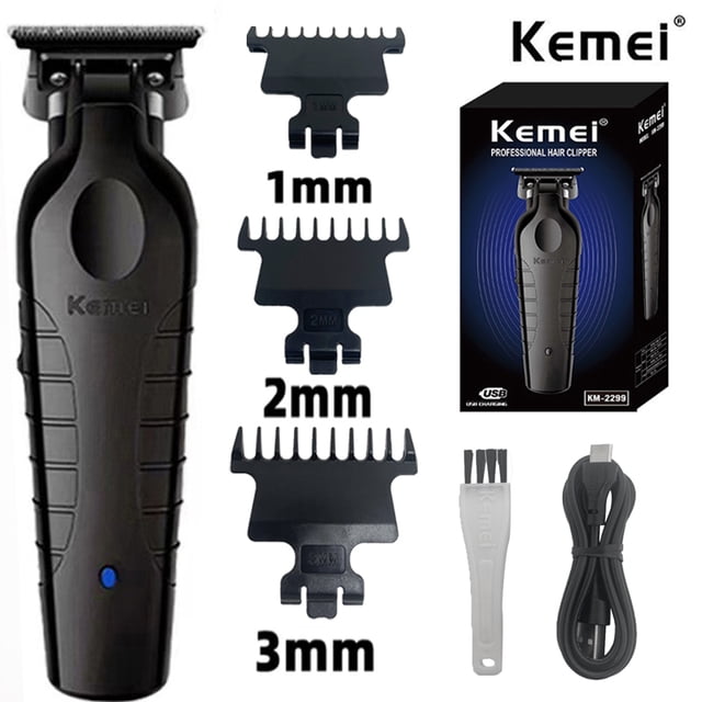 Cortadora de pelo inalámbrica Kemei 2299 para peluquero, cortadora de pelo de 0mm sin huecos, cortadora de acabado eléctrica profesional