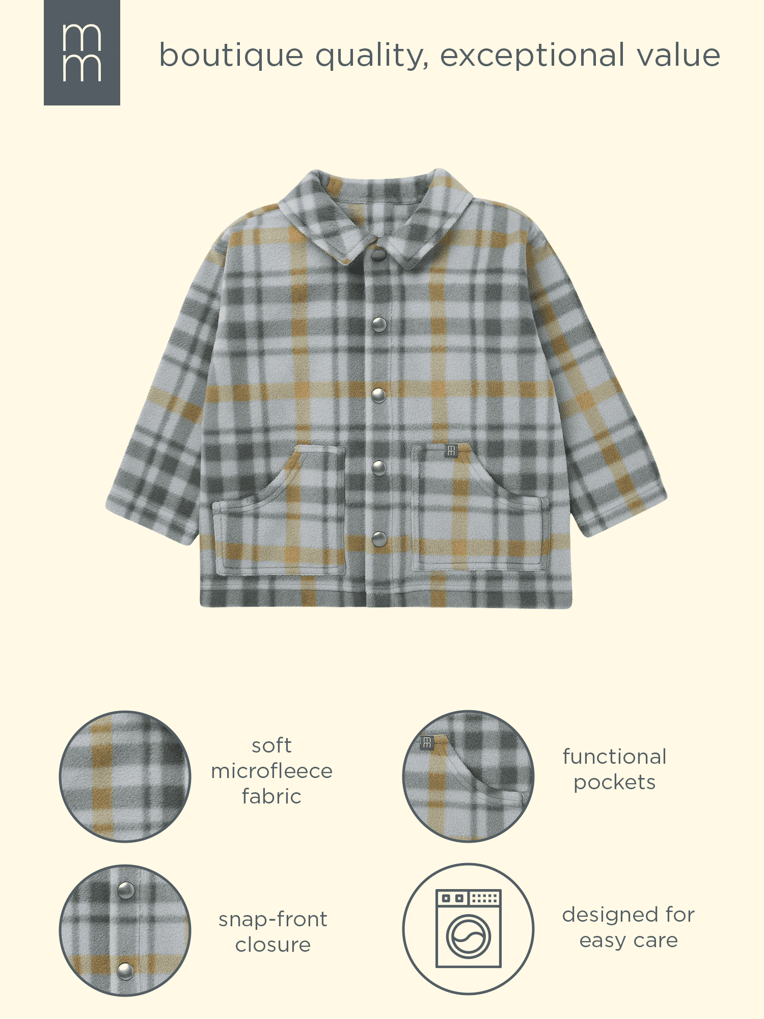 Modern Moments by Gerber Baby and Toddler Boy Shacket, Sizes 0/3 Months - 5T