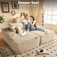 thumbnail image 4 of Vcatnet 81" Modular Sectional Sofa Couch Corduroy Chaise Lounge Loveseat Sofa Bed Oversized Upholstered Sleeper Sofa for Living Room and Bedroom, Beige, 4 of 9