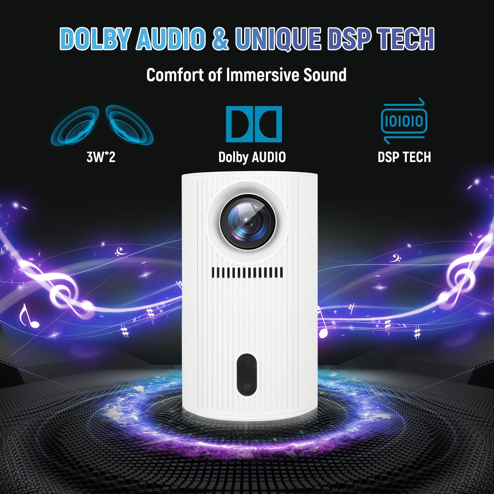 Maypug Mini Projector WiFi 6 Bluetooth, 4K 1080P Supported, 120'' Auto Keystone Screen for Home Theater