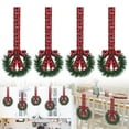 thumbnail image 2 of 12 Pcs Christmas Kitchen Cabinet Wreaths With Ribbon, 4 Inch Christmas Wreath Small Kitchen Xmas Decor For Window Door, Snowflake Plaid Stylish Style, Mini Wreaths For Cabinet, 2 of 7