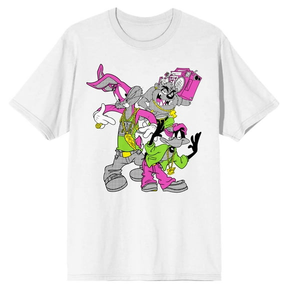 Looney Tunes Hip Hop Characters Men's White T-shirt-Medium