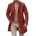 thumbnail image 5 of comerut Men Woolen Coat Lapel Long Sleeve Single-Breasted Solid Color Mid-length Coat Autumn Winter Warm Outwear, 5 of 7