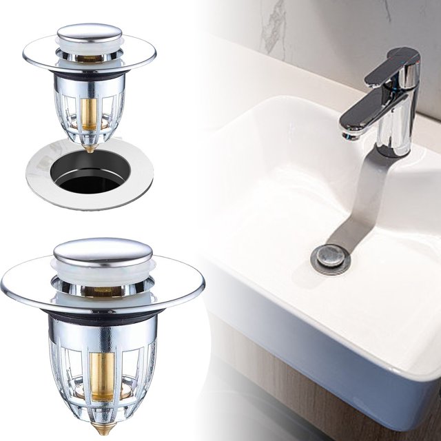 fsxdhpcsgfc Brass Up Drain Stopper For Bathroom – Clog Odor Push Button Mechanism Strainer Steel Kitchen Stopper Universal Metal Screen Strainer Rings 2022 Foldable Strainer Rubber Guard Fresh 15 1/8