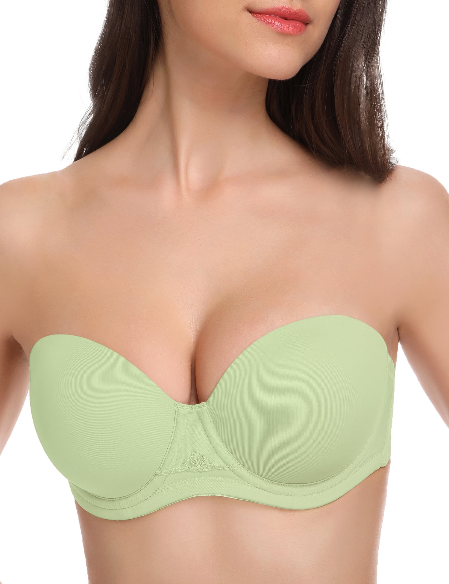 Wingslove Women's Strapless Plus Size Full Figure Bra Underwire Multiway Contour Bra, Green 44C