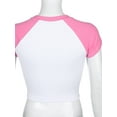 thumbnail image 5 of Women Summer T-Shirt Short Sleeve Round Neck Colorblock Crop Top Casual Fashion Clothes, 5 of 7