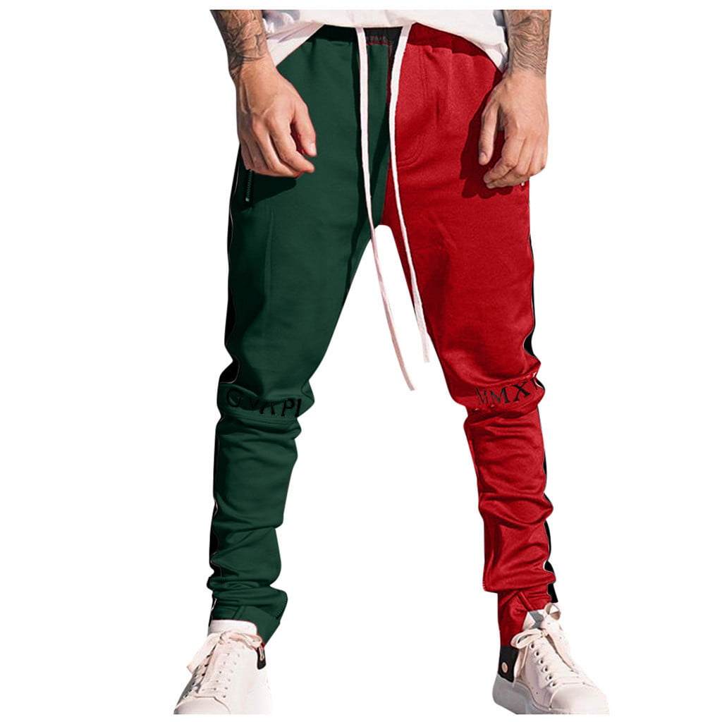 GoodLock Clearance! Mens Casual Loose Jogger Pants Fashion Solid Patchwork Pocket Sweatpant Trousers