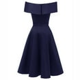 thumbnail image 3 of iOPQO Wedding Guest Dresses For Women Women Formal Off Shoulder Slash-Neck Chiffon Prom Evening Party Bridesmsid Dress Formal Dresses For Women Prom Dress Blue S, 3 of 5