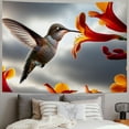 thumbnail image 2 of JEUXUS Wall Decoration Tapestry - Hummingbird with Flowers Painting Black and White Birds Picture Painting, 2 of 6