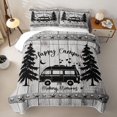 thumbnail image 2 of Erosebridal Happy Camping Quilt King, Gray Old Barn Door King Coverlet Set, 3 Pieces 1 Bedspread and 2 Pillowcases, 2 of 7