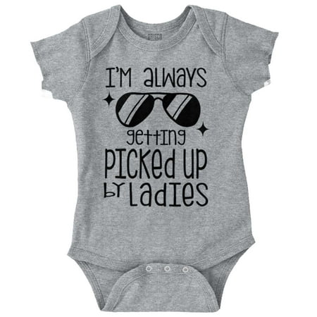 

Brisco Brands Always Picked Up Ladies Funny Ironic Baby Baby Bodysuits for Boys