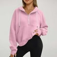 thumbnail image 2 of MaFYtyTPR Women Half Zip Sweatshirts Fashion Stand Collar Cropped Quarter Zip Up Pullover Tops 2025 Winter Clothes Pink S, 2 of 5