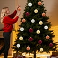 thumbnail image 4 of Bolas decorativas navideñas, 16 piezas de bolas navideñas de terciopelo, adornos flocados para árbol de Navidad, bolas de plástico, adornos colgantes decorativos de Navidad, decoración para árbol de N, 4 of 7
