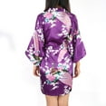 thumbnail image 3 of PiccoCasa Women's Satin Short Kimono Robes Floral, 3 of 7
