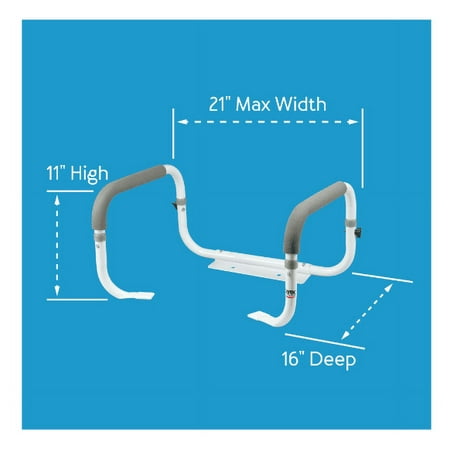 Carex Steel Toilet Support Rail with Adjustable Legs and Handles for Seniors, 300 lb Capacity