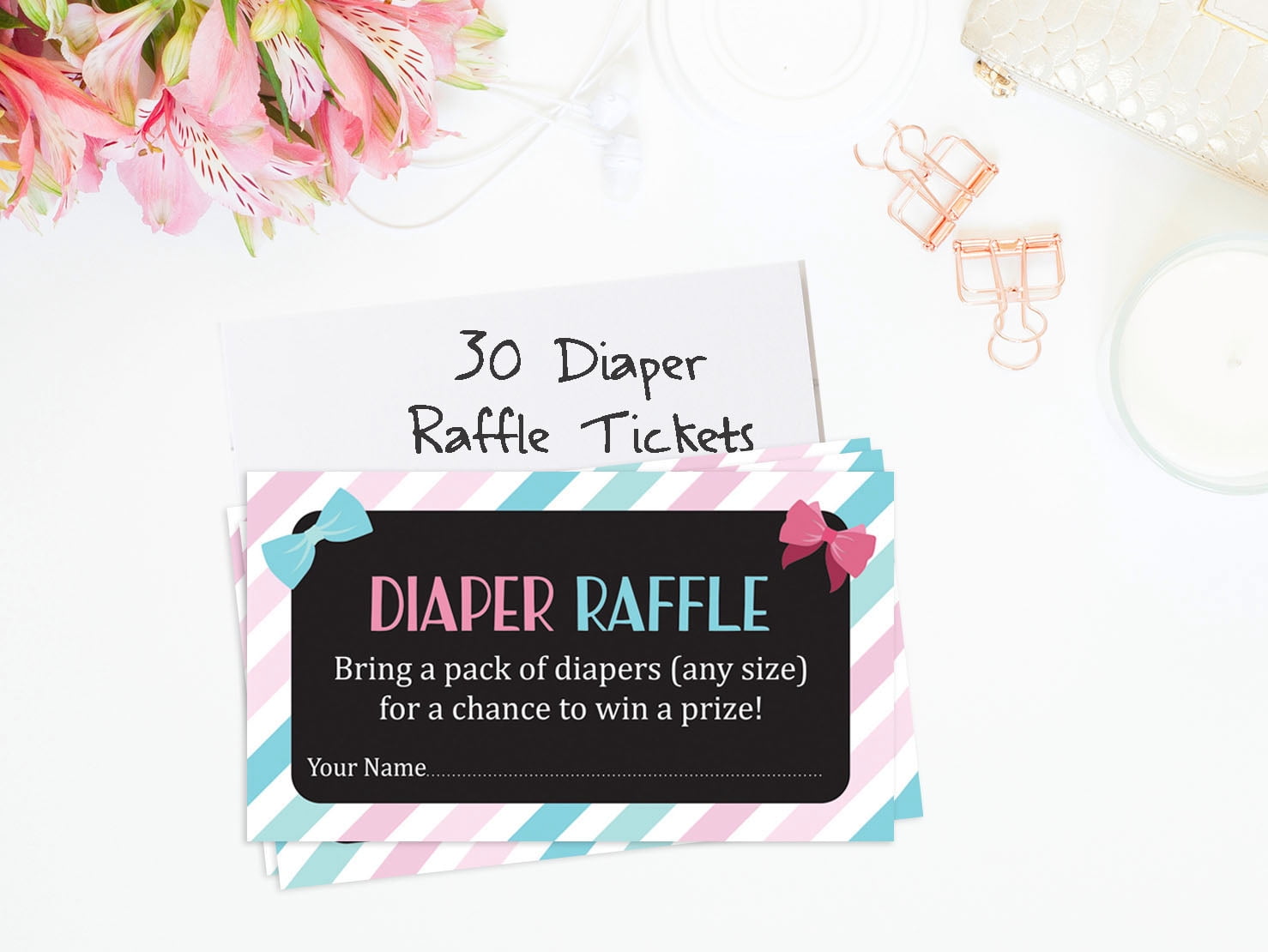 Inkdotpot 30Gender Reveal Baby ShowerDiaper Raffle Ticket Lottery Insert Cards Supplies Games For Baby Shower Party Bring A Pack Of Diapers To Win Favors Gifts And Prizes