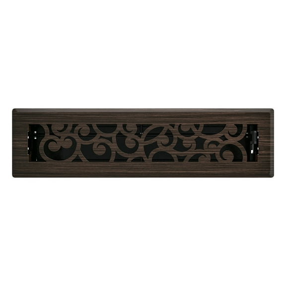 2in x 12in Wonderland Style Oil Rubbed Bronze Metal Floor Register - Overall 3 7/16" x 13 1/8"