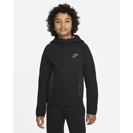 Nike Boys' Sportswear Tech Fleece Full-Zip Hoodie, Black, Large