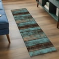 thumbnail image 3 of Teal Wood Grain Washable Area Rug 2x6 Farmhouse Board Retro Vintage Strip Low-Profile Area Rugs with Non Slip Backing Indoor Floor Carpet for Entrance Living Room Bedroom Home Office, 3 of 9