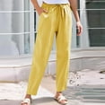 thumbnail image 5 of Huankd Linen Pants Women Women'S Linen Pants Wide Leg Linen Pants For Women Petite Linen Pants For Women Yellow L, 5 of 9