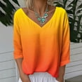 thumbnail image 5 of Fmbrln Womens Gradient Print Shirts Fashion Casual V Neck Long Sleeve Shirts Loose Comfy Pullover Tops Fall Trendy Clothing Orange XL, 5 of 5