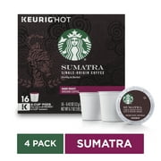 Starbucks Sumatra K-Cup Coffee Pods for Keurig Brewers, Dark Roast, 4 Boxes of 16 (64 Total K-Cup Pods)