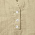 thumbnail image 4 of MIXUE Boho Tops For Women Autumn Winter Solid Color V Neck Button Short Sleeve Loose Fit Casual Tshirts Outwear,Beige,S, 4 of 7