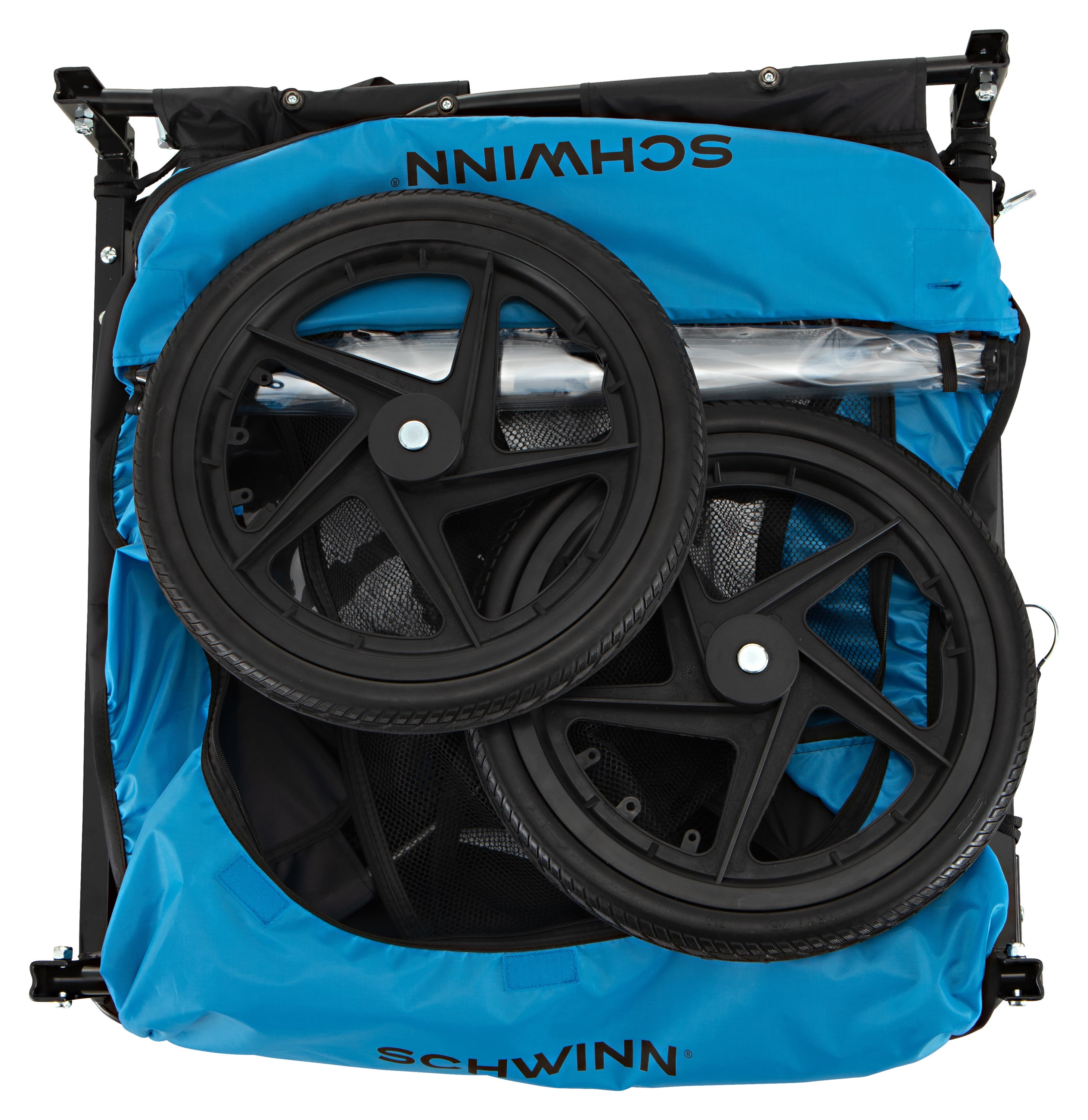 Black NEW Schwinn Shuttle Foldable Bike Trailer 2 Passengers Blue