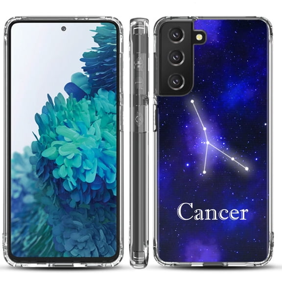 Shockproof Hybrid Bumper Phone Case for Samsung galaxy S21  5G / S21 Plus 5G, by OneToughShield ® - Zodiac / Cancer