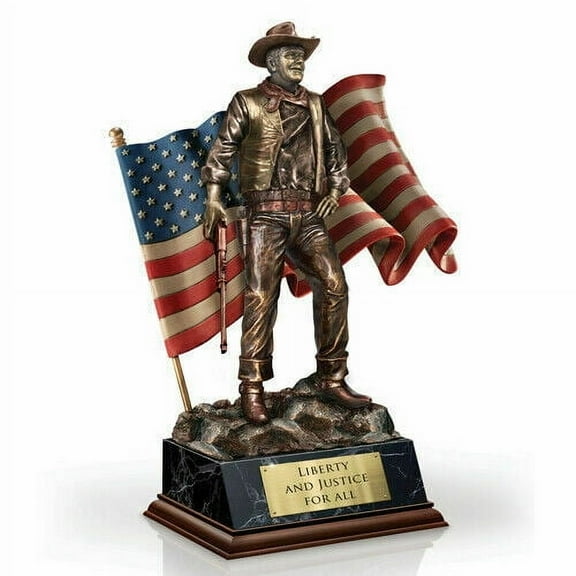 The Bradford Exchange John Wayne American Flag Liberty & Justice For All Scuplture 11.5-inches