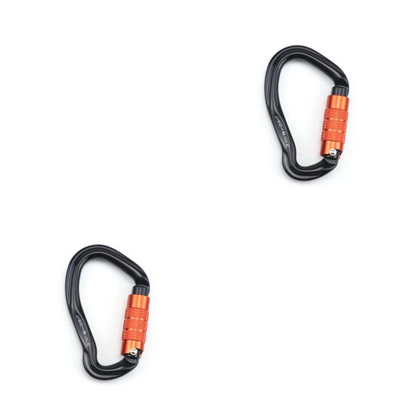 Eigraketly Mosquetón de escalada Camping Supervivencia Hebilla de aluminio Llavero de anillo en D portátil Ascend Equipo de mosquetón Negro 2piezas