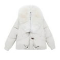 thumbnail image 3 of iHPH7 Puffer Jacket Womens Warm Jackets for Women's Outerwear Mid Length Coats for Women Winter Coats for Women Warm Clothes for Women Warm Winter Coats for Women White L, 3 of 4