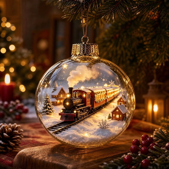 Christmas Ornament Ball with Mini Scene Hanging Decoration Plastic Ball for Tree Window Mantel Fireplace multicolor