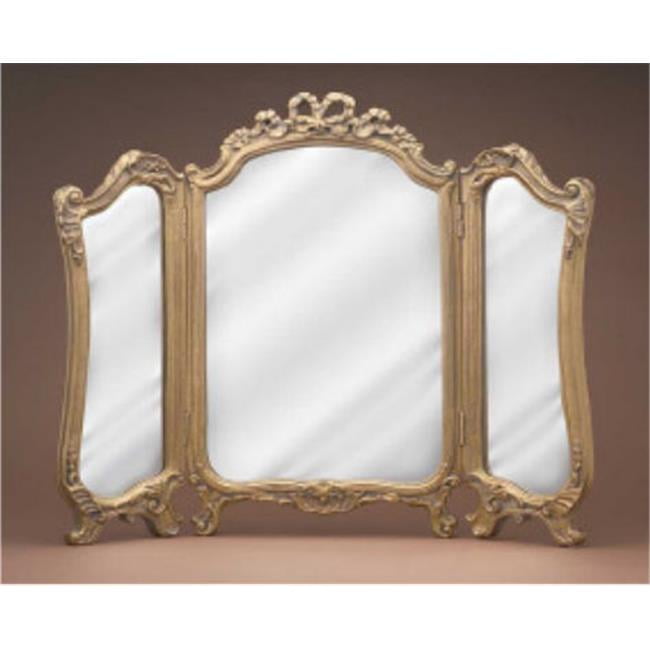 Tri Fold Vanity Mirror Antique Gold, Vintage Vanity With Tri Fold Mirror