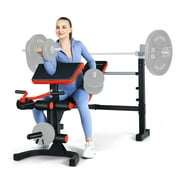 Goplus Multi-function Adjustable Olympic Weight Bench W/Preacher Curl Home Gym Training