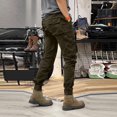 thumbnail image 7 of Men's Solid Color Outdoor Overalls, Casual Tactical Cuff Trousers with Multiple Pockets for Hiking, Workwear and Street Style,Green,L, 7 of 7